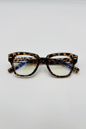Lamelif İnes Leopar Çerçeve Şeffaf İmaj Gözlük