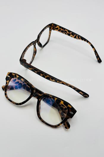 Lamelif İnes Leopar Çerçeve Şeffaf İmaj Gözlük
