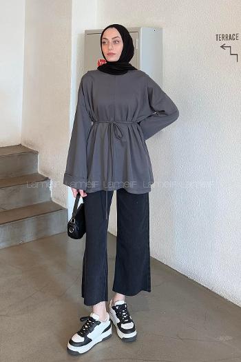 Lamelif Yırtmaç Detaylı Sweat Antrasit