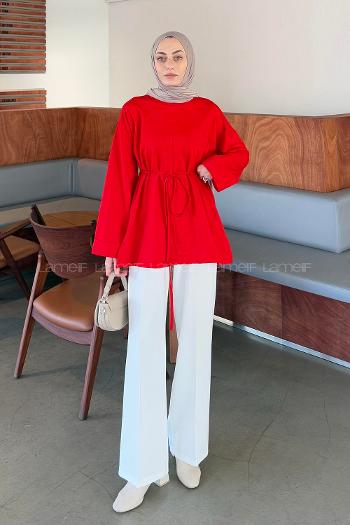 Lamelif Yırtmaç Detaylı Sweat Nar Çiçeği