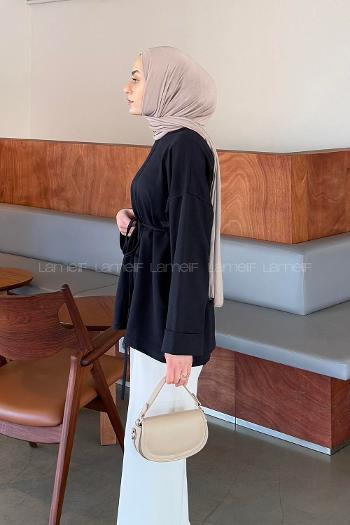 Lamelif Yırtmaç Detaylı Sweat Lacivert