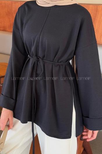 Lamelif Yırtmaç Detaylı Sweat Lacivert