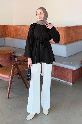 Lamelif Yırtmaç Detaylı Sweat Siyah