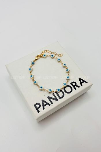 Lamelif Beyaz Kalp Nazar Boncuklu Zarif Bileklik