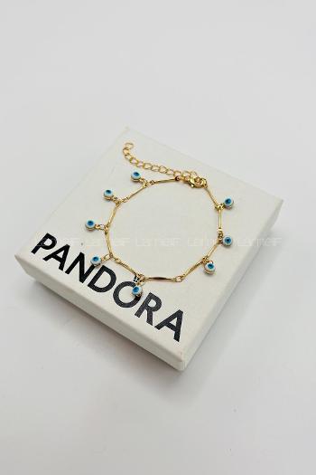 Lamelif Gold Beyaz Sallantılı Nazar Boncuk Zarif Bileklik