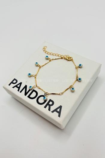 Lamelif Gold Beyaz Sallantılı Nazar Boncuk Zarif Bileklik