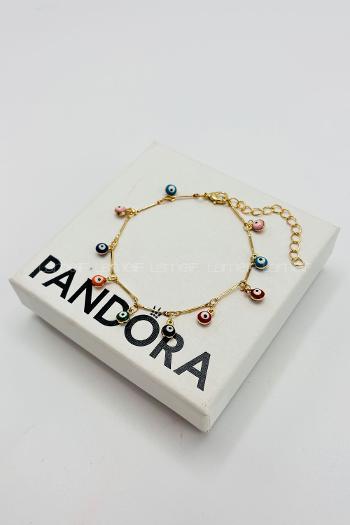 Lamelif Gold Çokrenkli Sallantılı Nazar Boncuk Zarif Bileklik