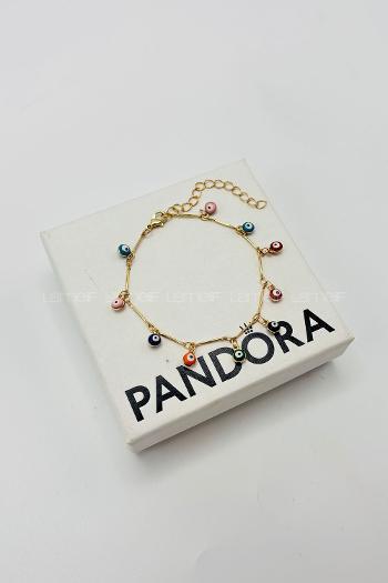 Lamelif Gold Çokrenkli Sallantılı Nazar Boncuk Zarif Bileklik