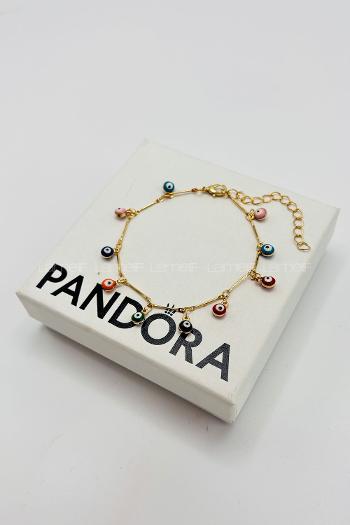 Lamelif Gold Çokrenkli Sallantılı Nazar Boncuk Zarif Bileklik