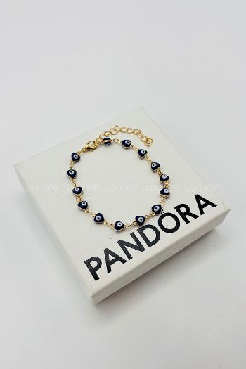 Lamelif Lacivert Kalp Nazar Boncuklu Zarif Bileklik