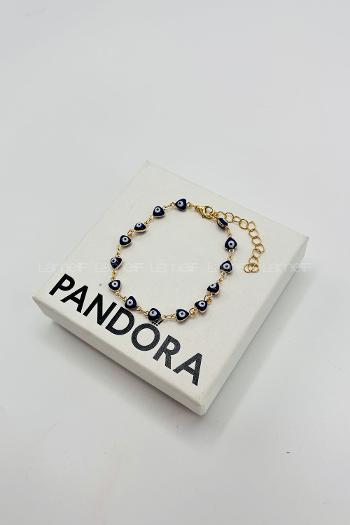 Lamelif Lacivert Kalp Nazar Boncuklu Zarif Bileklik