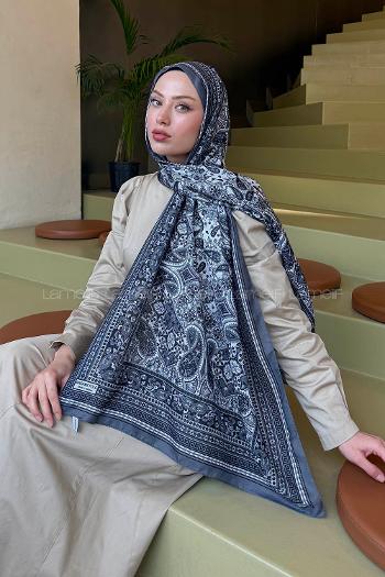 Lamelif Retro Desen Soft Şal Antrasit