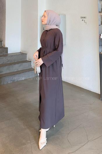 Brown Shirt Collar Cotton Dresess