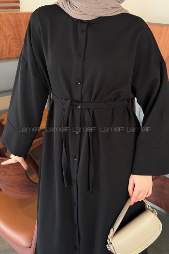 Black Shirt Collar Cotton Dresess