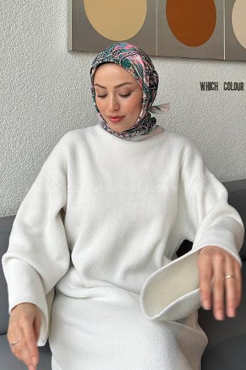 Lamelif Retro Desen kokulu Prime Soft Eşarp Bej