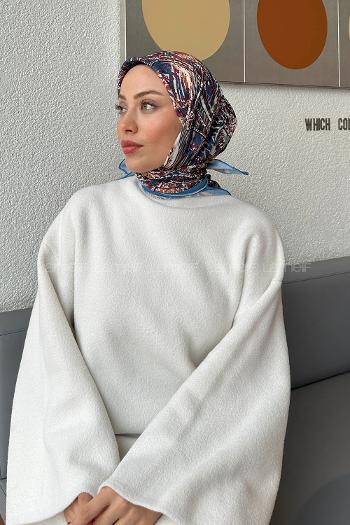 Denim Blue Cotton Fabric Striped Scarf