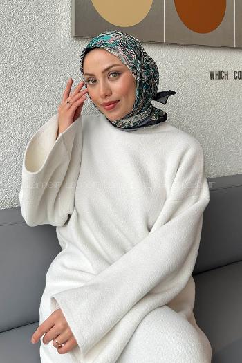 Green Cotton Fabric Striped Scarf