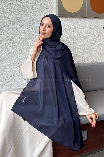 Navy Blue Cotton Fabric Straight Shawl