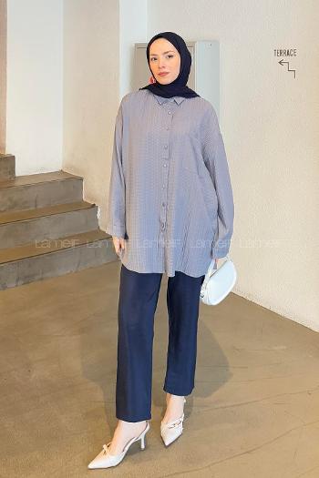 Anthracite Shirt Collar Long Arm Cotton Shirt