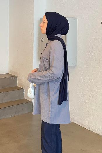 Anthracite Shirt Collar Long Arm Cotton Shirt