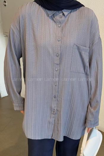 Anthracite Shirt Collar Long Arm Cotton Shirt