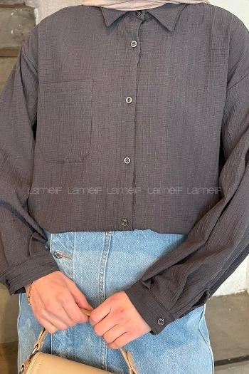 Lamelif Kraşlı Gömlek Antrasit