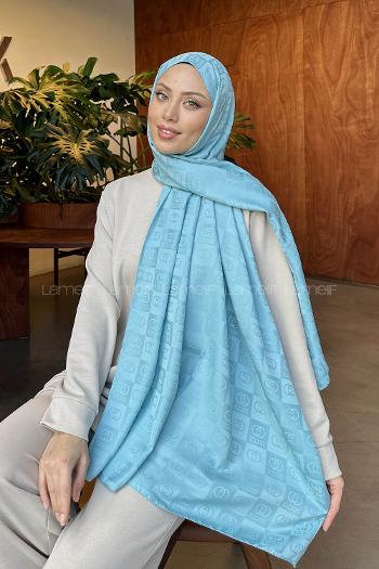 Lamelif GG Desen Jakar Serisi Şal Turkuaz