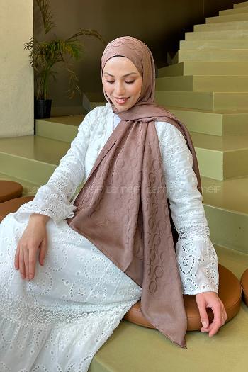 Soft Brown Cotton Fabric Printed Shawl
