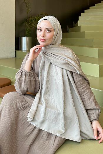 Lamelif Q Desen Jakar Serisi Şal Vizon