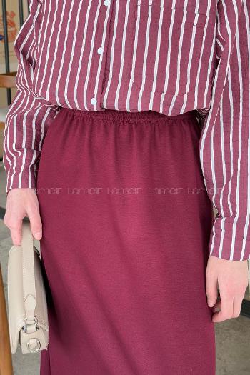 Lamelif Krsital Tesettür Etek Bordo