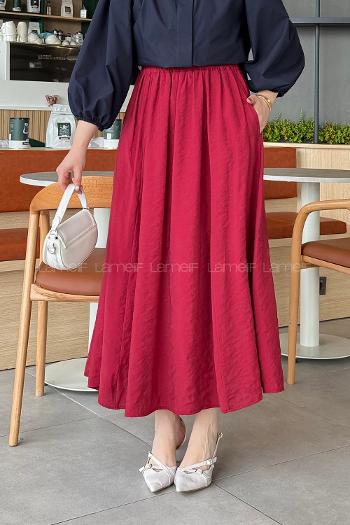 Sour Cherry Cotton Flare Skirt