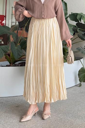 Lamelif Kraşlı Tesettür Etek Krem