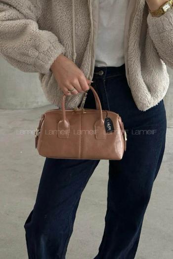 Lamelif Jennie Model Deri Kadın El Ve Omuz Çantası Pudra