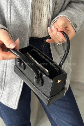 Lamelif Minnie Model Deri Kadın El Ve Omuz Çantası Siyah