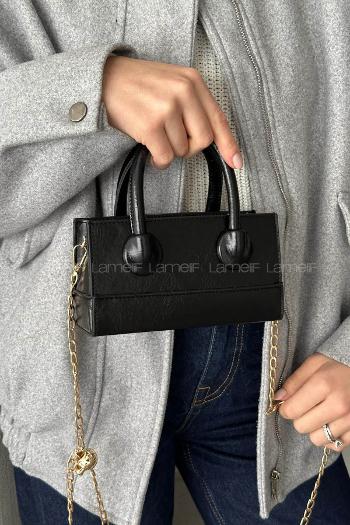 Lamelif Minnie Model Deri Kadın El Ve Omuz Çantası Siyah