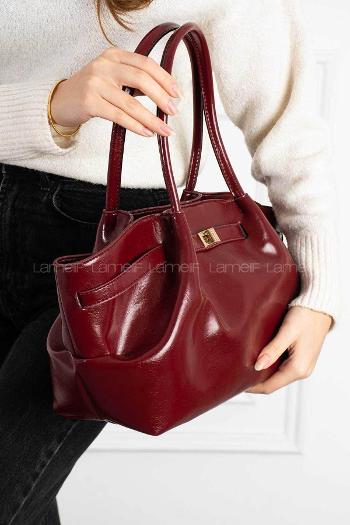 Lamelif Suni Deri Kemer Detaylı Else Kadın Kol Çanta Bordo