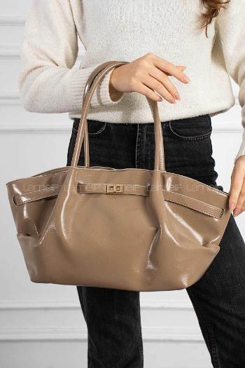 Lamelif Suni Deri Kemer Detaylı Else Kadın Kol Çanta Vizonrengi