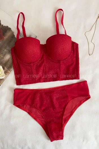 Red Cotton Fabric Underwire Support Bralet