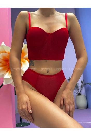 Red Cotton Fabric Underwire Support Bralet