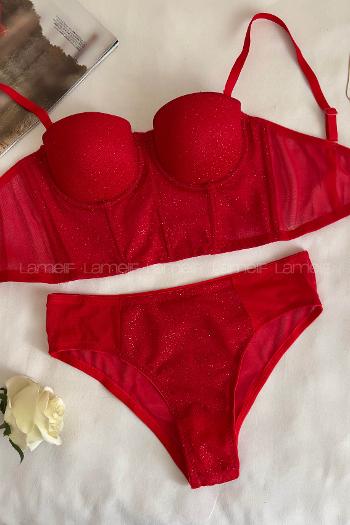 Red Cotton Fabric Underwire Support Bralet