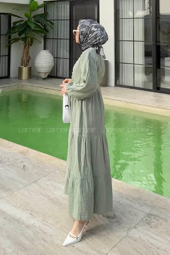 Mint Green Crew Neck Linen Dresess