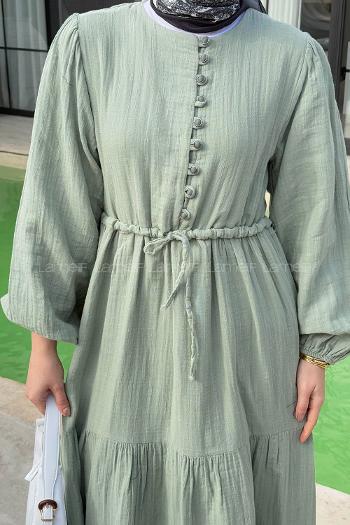 Mint Green Crew Neck Linen Dresess