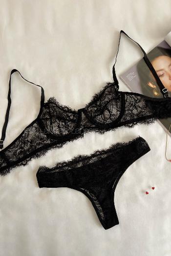 Black Cotton Fabric Underwire Unsupport 