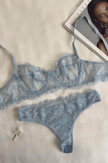 Baby Blue Cotton Fabric Underwire Unsupport 