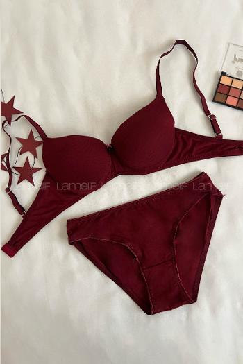 Lamelif Penye Destekli Takım Bordo Renk