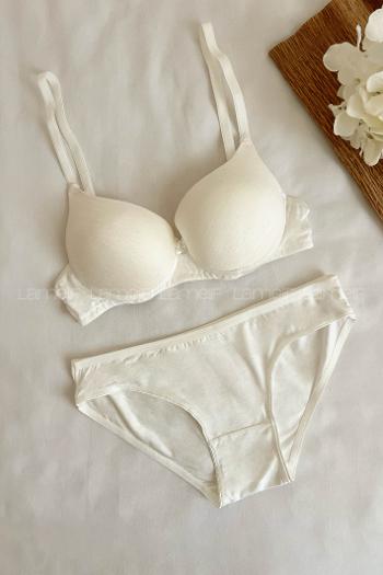 Ecru Cotton Fabric Underwire Unsupport 