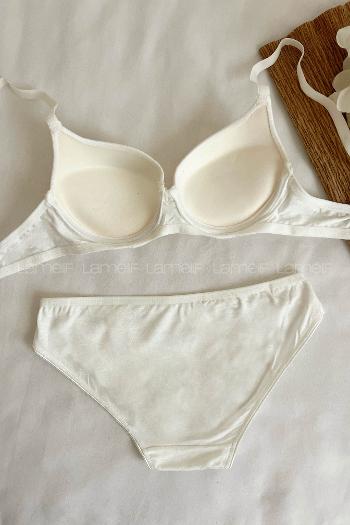 Ecru Cotton Fabric Underwire Unsupport 