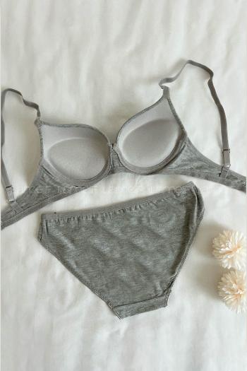 Gray Cotton Fabric Underwire Unsupport 