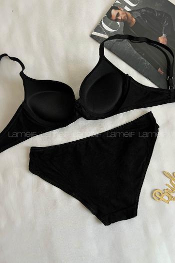 Black Cotton Fabric Underwire Unsupport 