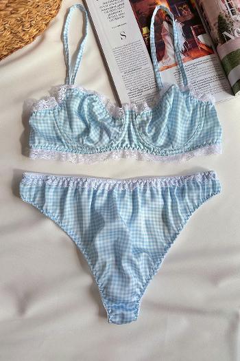 Baby Blue Cotton Fabric Underwire Unsupport 